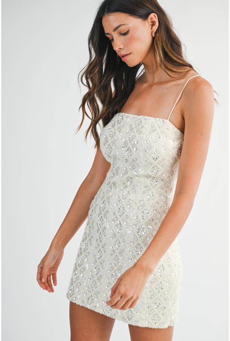 Women's Eden Pearl Embellished Mini Bodycon - Ivory In Size Medium
