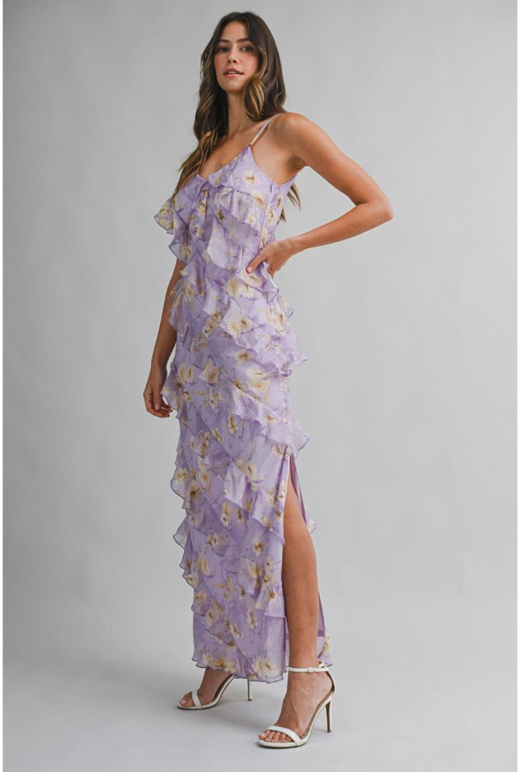 lilac asymmetrical dress Shona Joy - La Lune Asymmetrical Gathered Maxi Dress - Lilac