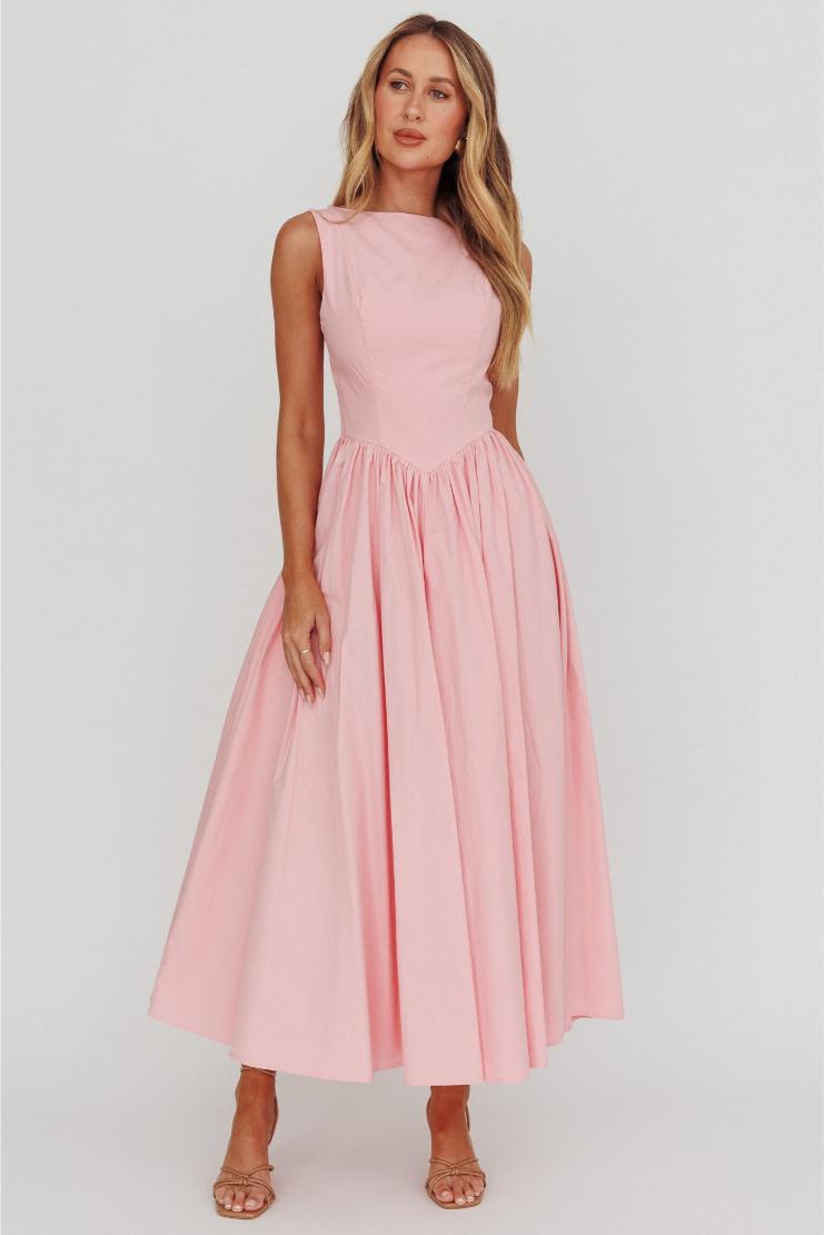 Penelope Poplin Midi Dress - Pink – Pippa & Pearl Penelope Poplin Midi Dress - Pink – Pippa & Pearl