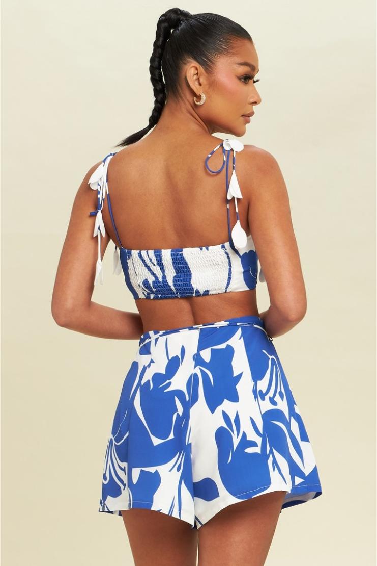 PRE-ORDER ONLY! (July '24) - Riley Royal Blue + White Abstract Print Tropical Set (Sold Separately)