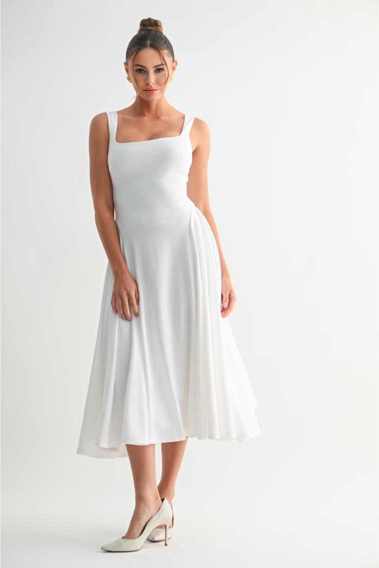 fit and flare white midi dress Women's Monroe Scoop Neck 'N - In Size Medium Lace And Tulle Wedding Dresses Clor:White Loft Lou Grey Wanderweave 66 cm M
