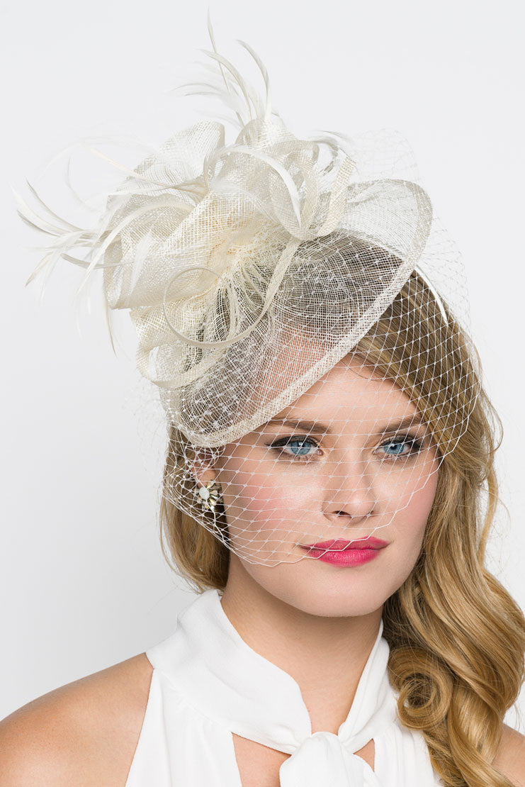 Ivory Pear & Crinoline Fascinator Headband Ivory Crinoline Fascinator Hat: Wedding, Tea Party, Races - Etsy main image 4
