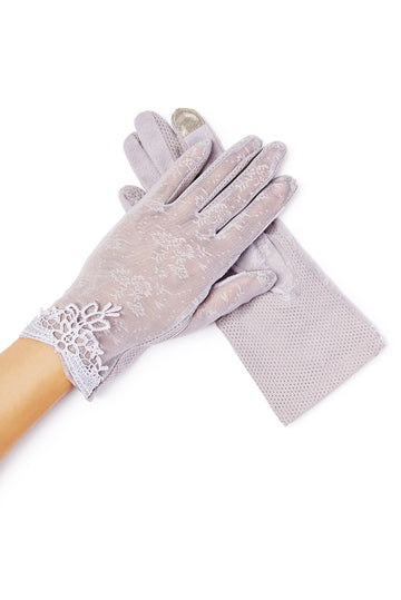 Jasmine Sheer Lace Gloves - Gray
