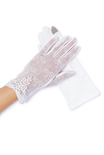 Jasmine Sheer Lace Gloves - White