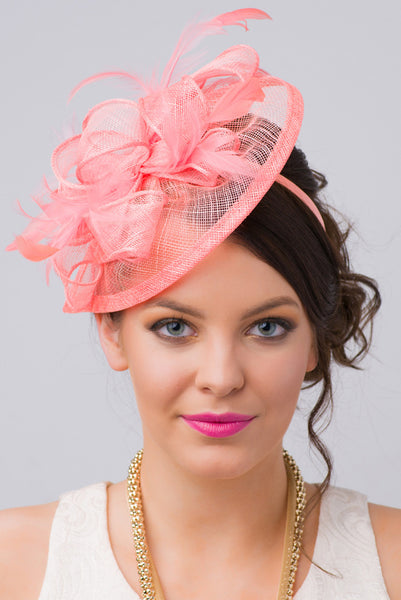 Penny Fascinator Coral Hat Pippa Pearl