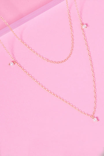 Tiered 14K Double Chain Accent Necklace
