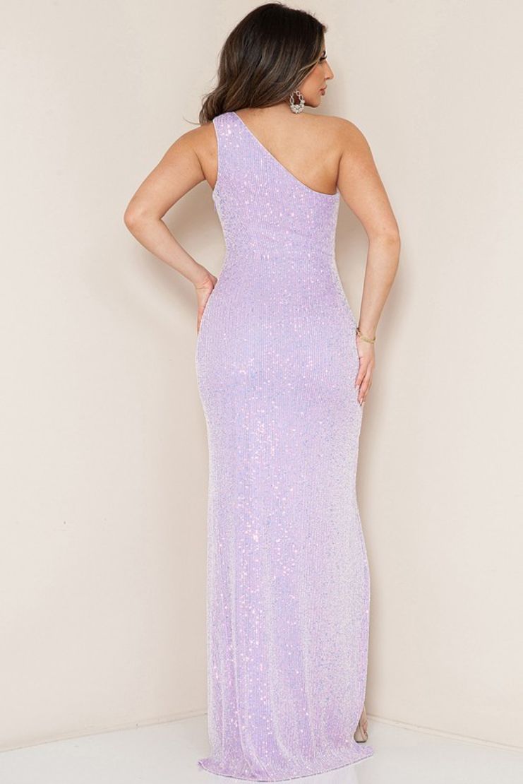 Fiona One Shoulder Sequin Gown - Lilac