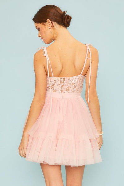 Women's Brittany Tulle Ribbon & Pearls Mini in Size Large - Pink - Pippa & Pearl