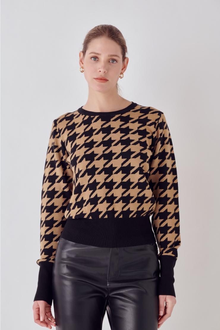 Alexa Knit Houndstooth Sweater