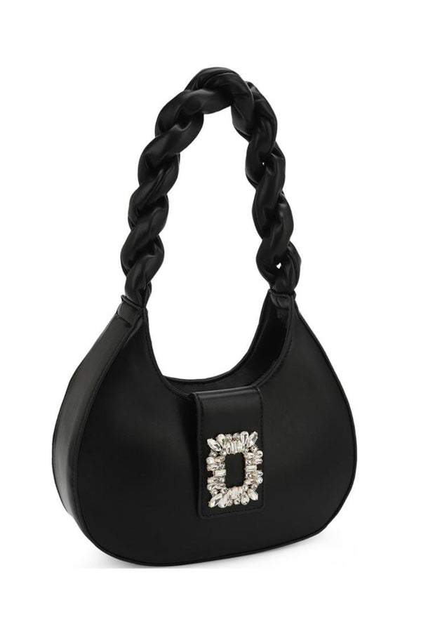Jenna Faux Leather Handbag - Black