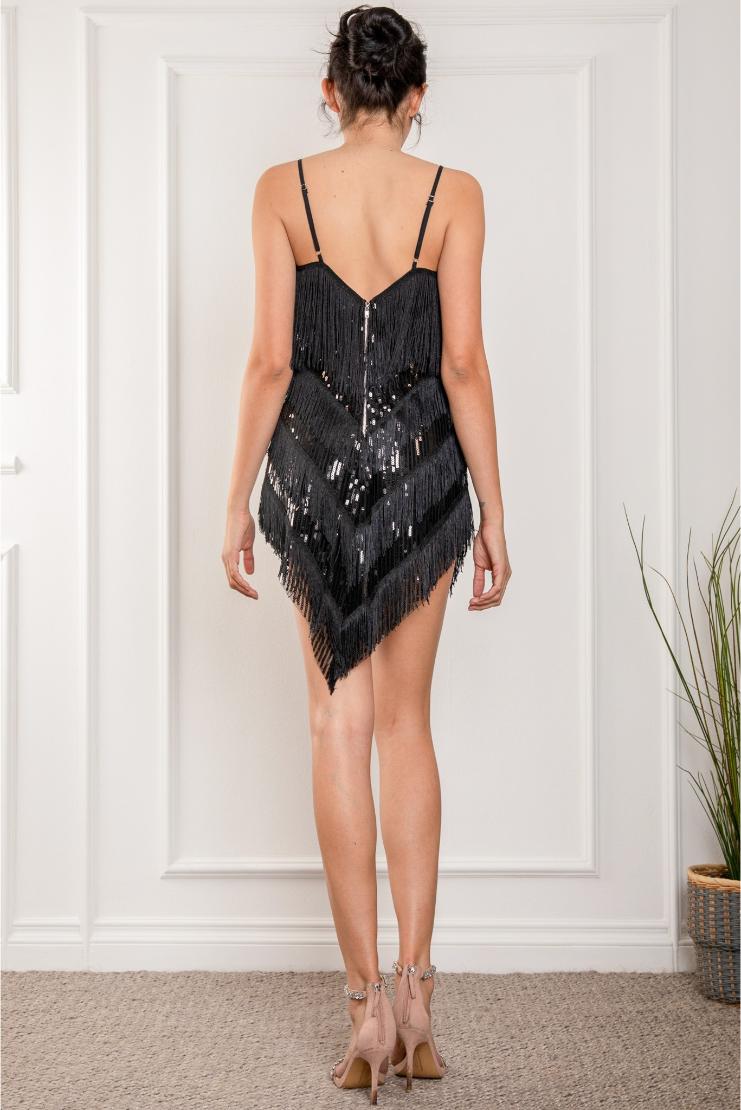Women's Louise Flapper Fringe Mini Dress - Black In Size Small - Pippa & Pearl Women's Louise Flapper Fringe Mini Dress - Black In Size Small - Pippa & Pearl