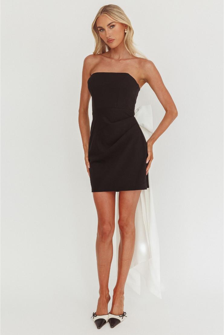 Women's Valerie White Bow Back Short Mini Dress In Size Large - Black/White - Pippa & Pearl Women's Valerie White Bow Back Short Mini Dress In Size Large - Black/White - Pippa & Pearl