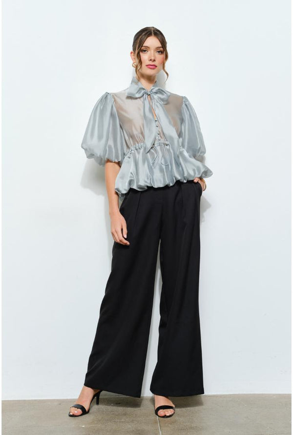 Rae Wide Leg Pleated Trousers - Black