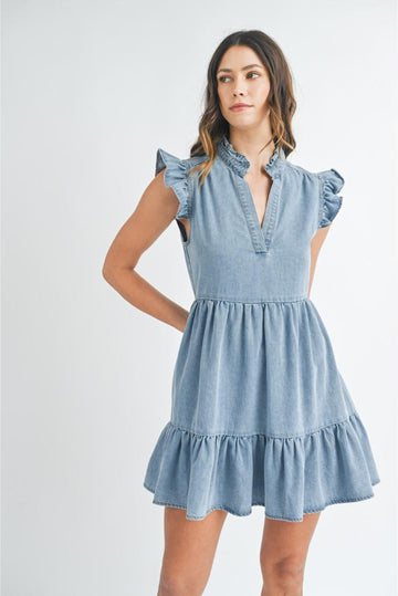 PIPPA RUFFLE MAXI DRESS  DUSTY BLUE for Sale in Oxnard, CA - OfferUp