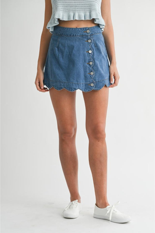Bailey Denim Scalloped Mini Skirt
