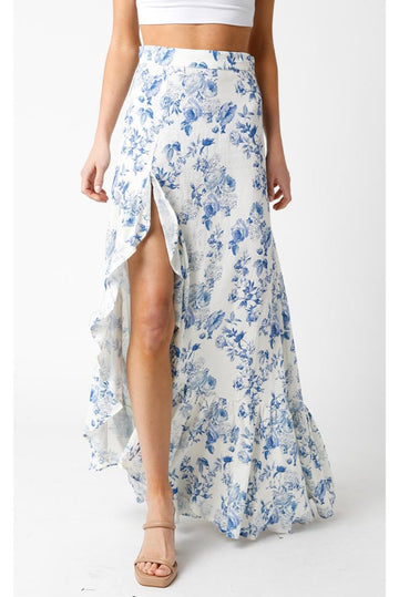 Esme Blue Florals Maxi Skirt