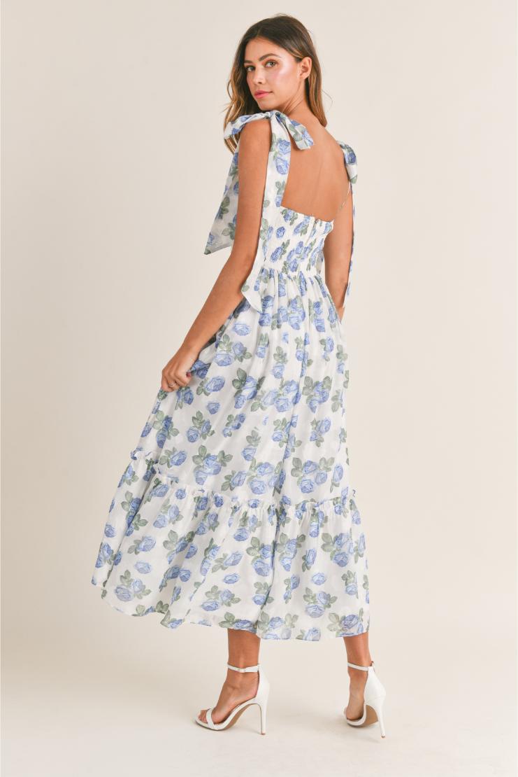 Pre-Order Only! (May '24) - Abigail Blue Florals Midi Dress