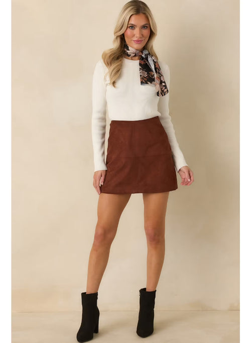 Briar Vegan Suede Mini Skirt - Brown