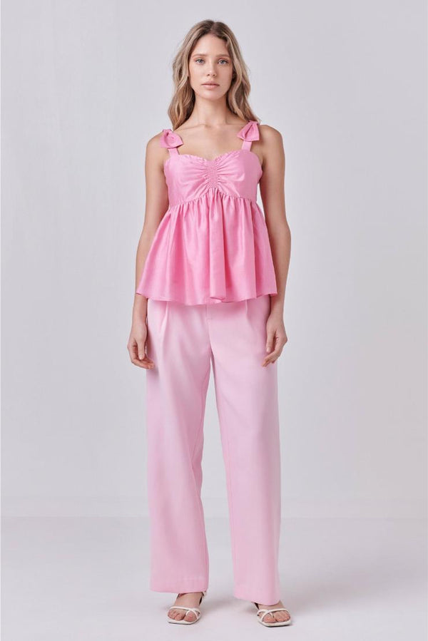 Becky Bow Straps Peplum Top