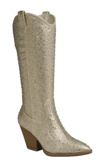 Goldie Champagne Bling Rhinestone Tall Boots