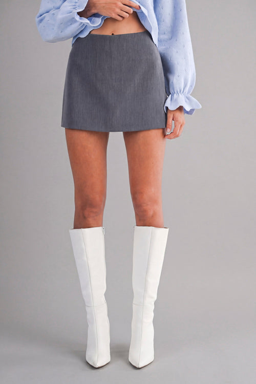 Anise High Waisted Mini Skort - Charcoal Gray