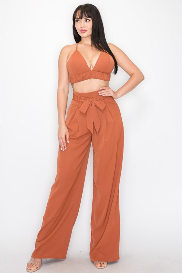 Gina Crop Bralette & Wide Leg Trousers (Sold Separately)