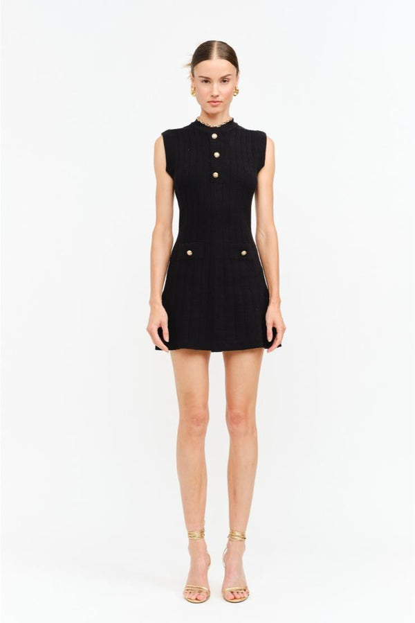 PRE-ORDER ONLY! (ETA December 1st) Carly Gold Buttons Knit Mini Dress