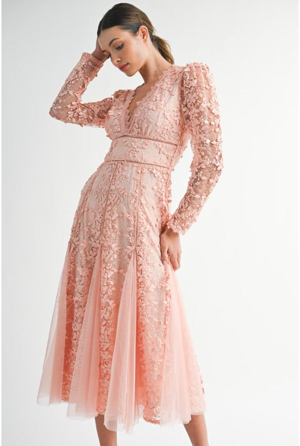 Cara Floral Embroidered A-Line Dress