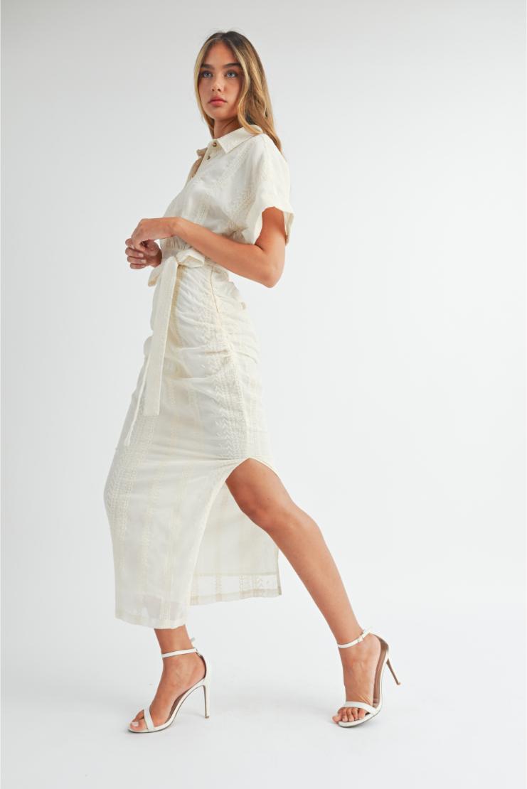 Destiny Embroidered Button Up Midi Dress – Pippa & Pearl