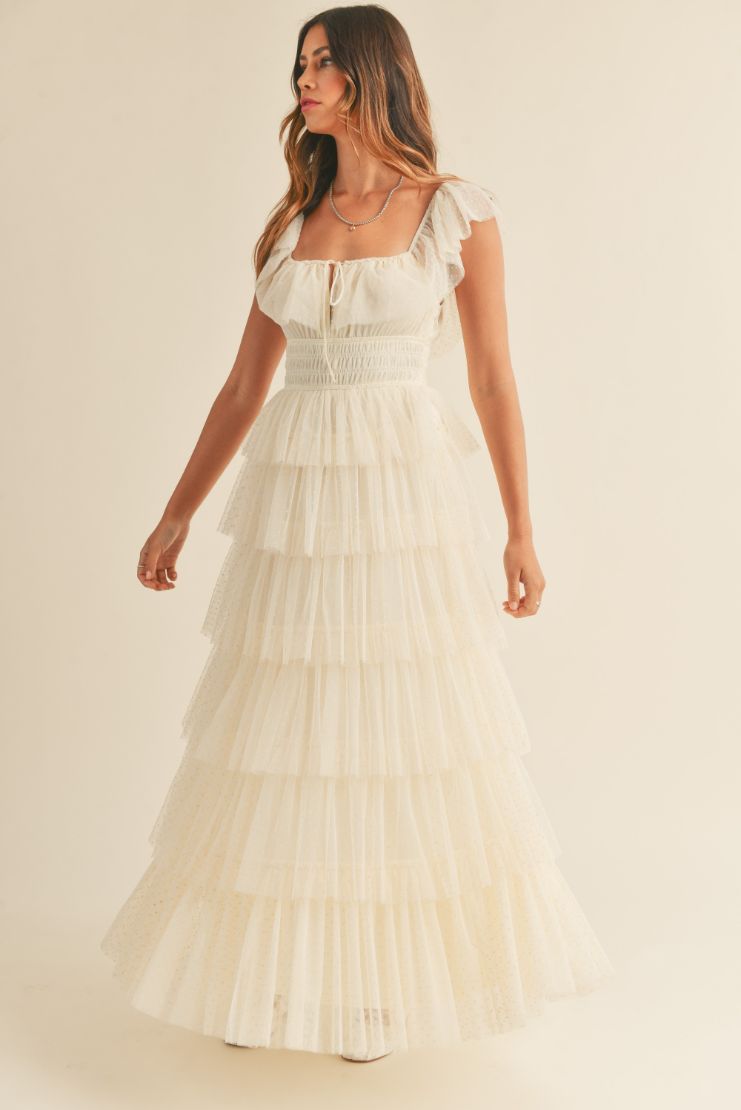 Belle Ruffle Tiered Maxi Dress - Ivory
