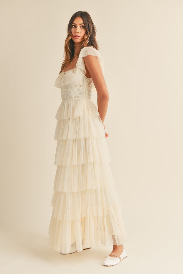 Belle Ruffle Tiered Maxi Dress - Ivory – Pippa & Pearl