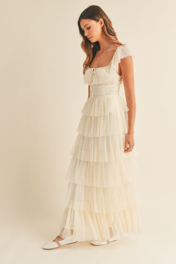 Belle Ruffle Tiered Maxi Dress - Ivory