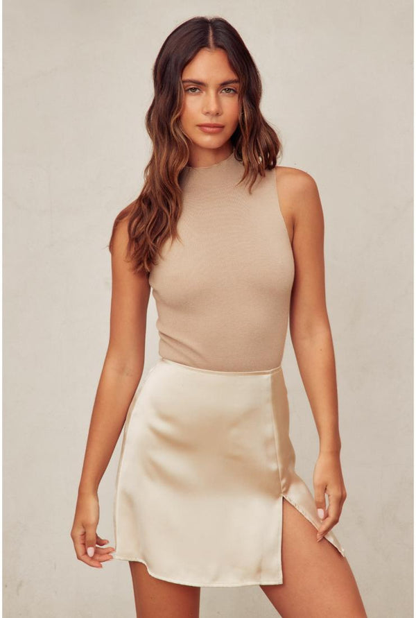 Joy Mock Neck Knit Bodysuit - Ivory