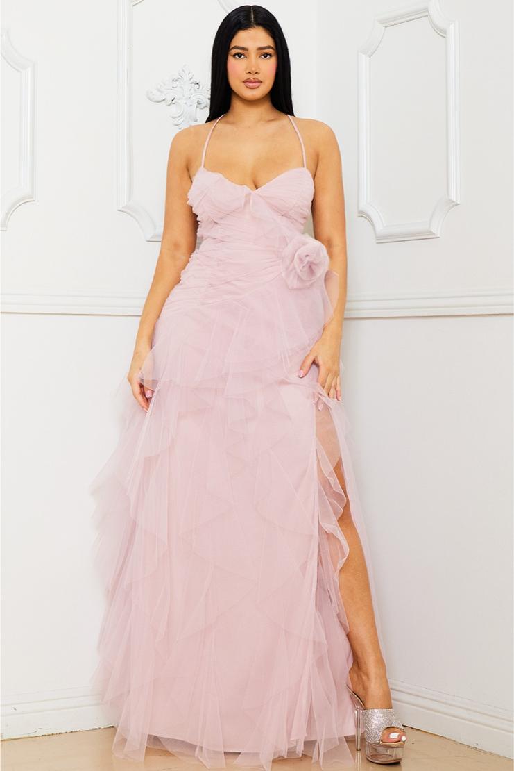 Women's Gracie Tulle Layer Ruffle Maxi - Dusty Rose In Size Large - Pippa & Pearl Women's Gracie Tulle Layer Ruffle Maxi - Dusty Rose In Size Large - Pippa & Pearl