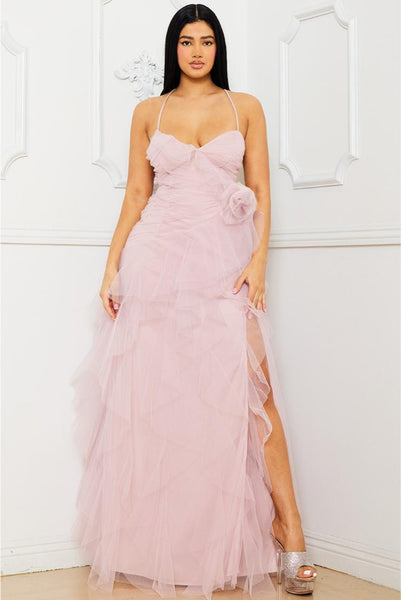 Women's Gracie Tulle Layer Ruffle Maxi - Dusty Rose In Size Large - Pippa & Pearl Women's Gracie Tulle Layer Ruffle Maxi - Dusty Rose In Size Large - Pippa & Pearl