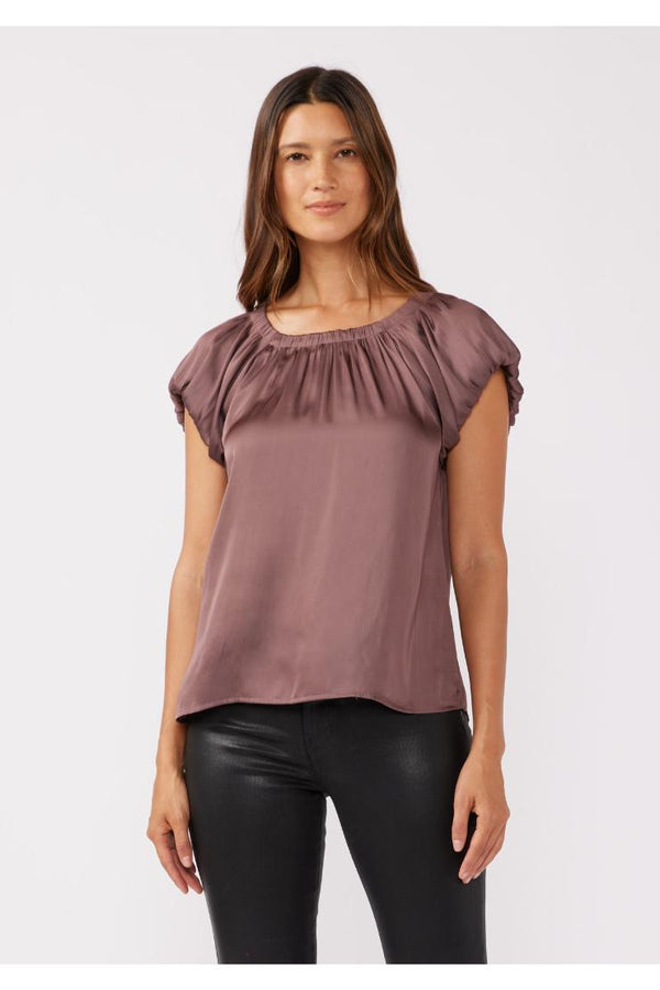 Diana Short Sleeve Back Tie Satin Raglan Top