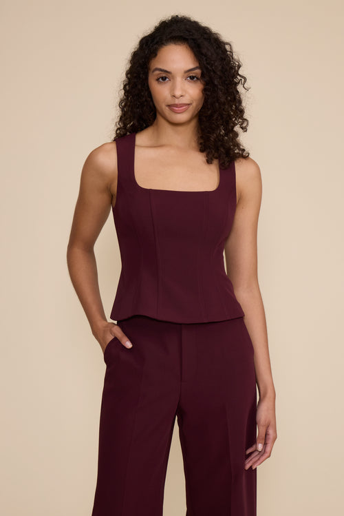 Leanne Maroon Peplum Top