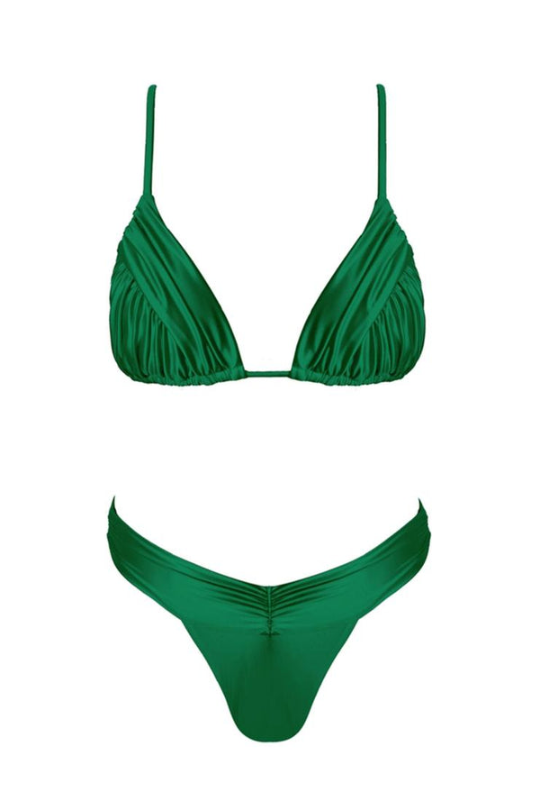 Emmy Emerald Green Ruched Triangle Bikini (Sold Separately)