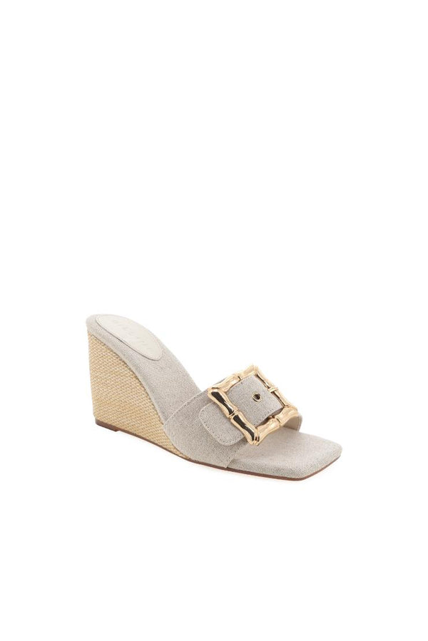 Gianni Light Gray Linen Wedge Heel