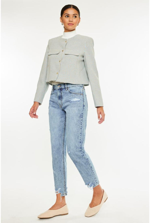 Lucille High Rise Ankle Mom Jeans - Medium Wash