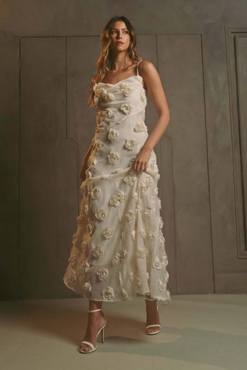 Women's Carmella White Tiered Tulle Maxi Dress in Size Medium - Pippa & Pearl