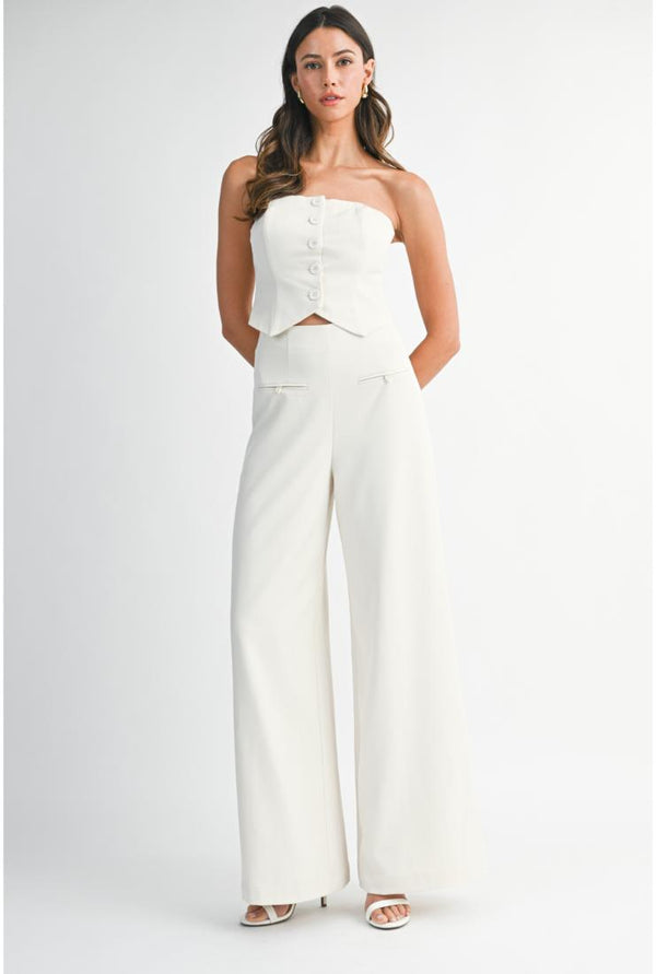 Veronica Strapless Button Down Tube Top & Pants Set (Sold Separately)