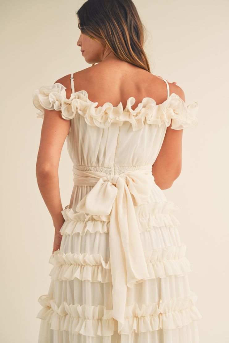 Leylani Cream Ruffle Tiered Maxi Dress