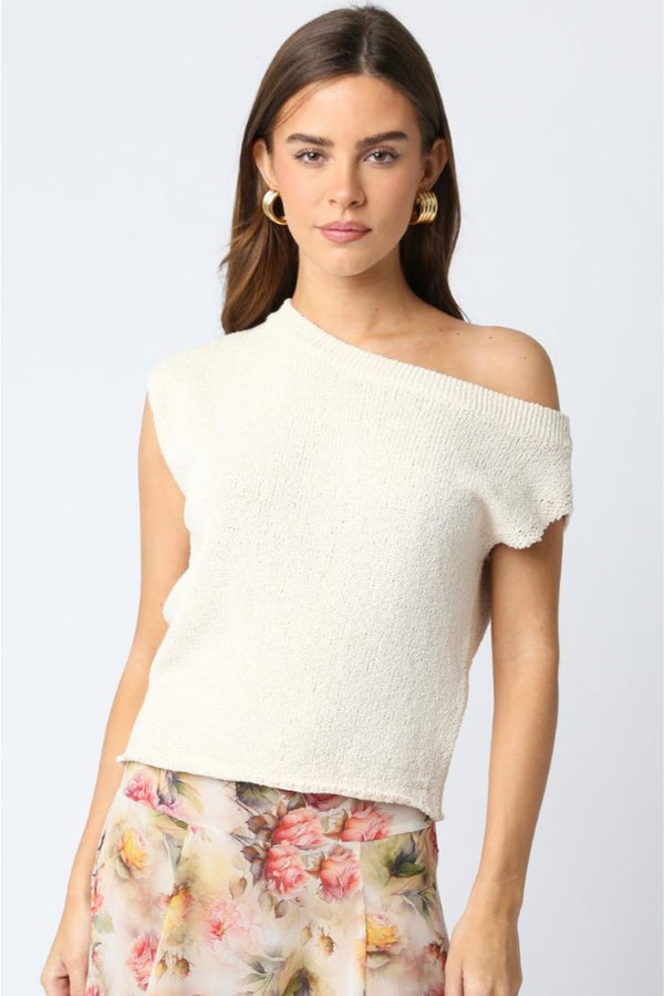 Claire Knit Off The Shoulder Top - Ivory