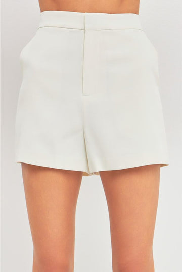 Ivanna High Waisted Suit Shorts - Ivory