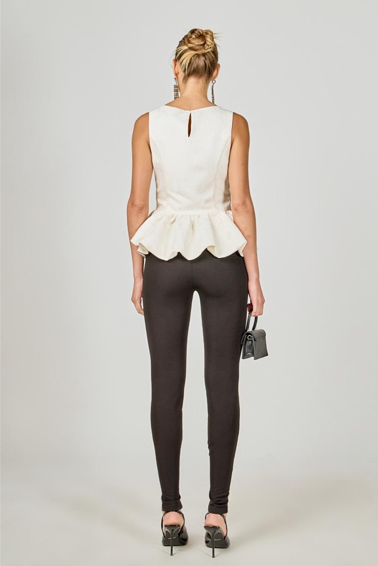 トップス Butterfly jacquard peplum tops ivory Butterfly jacquard