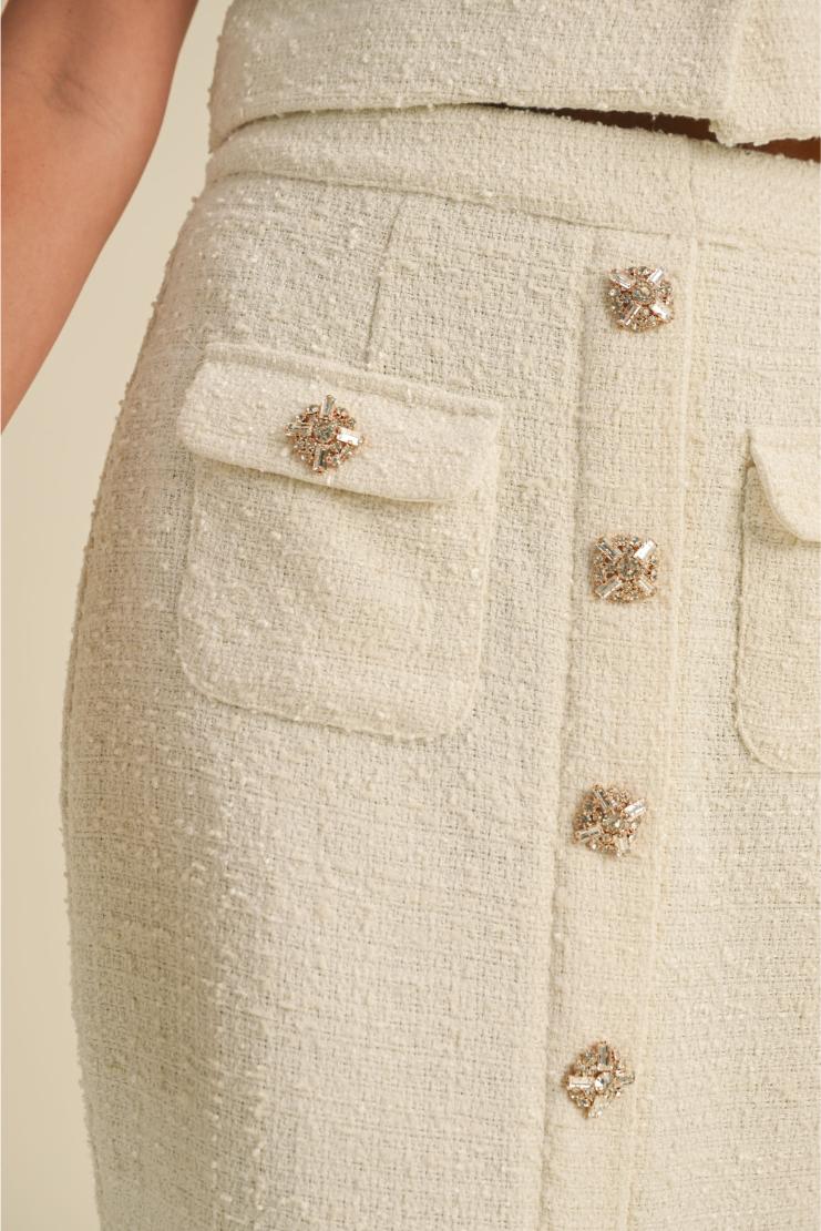 Tweed skirt with buttons top