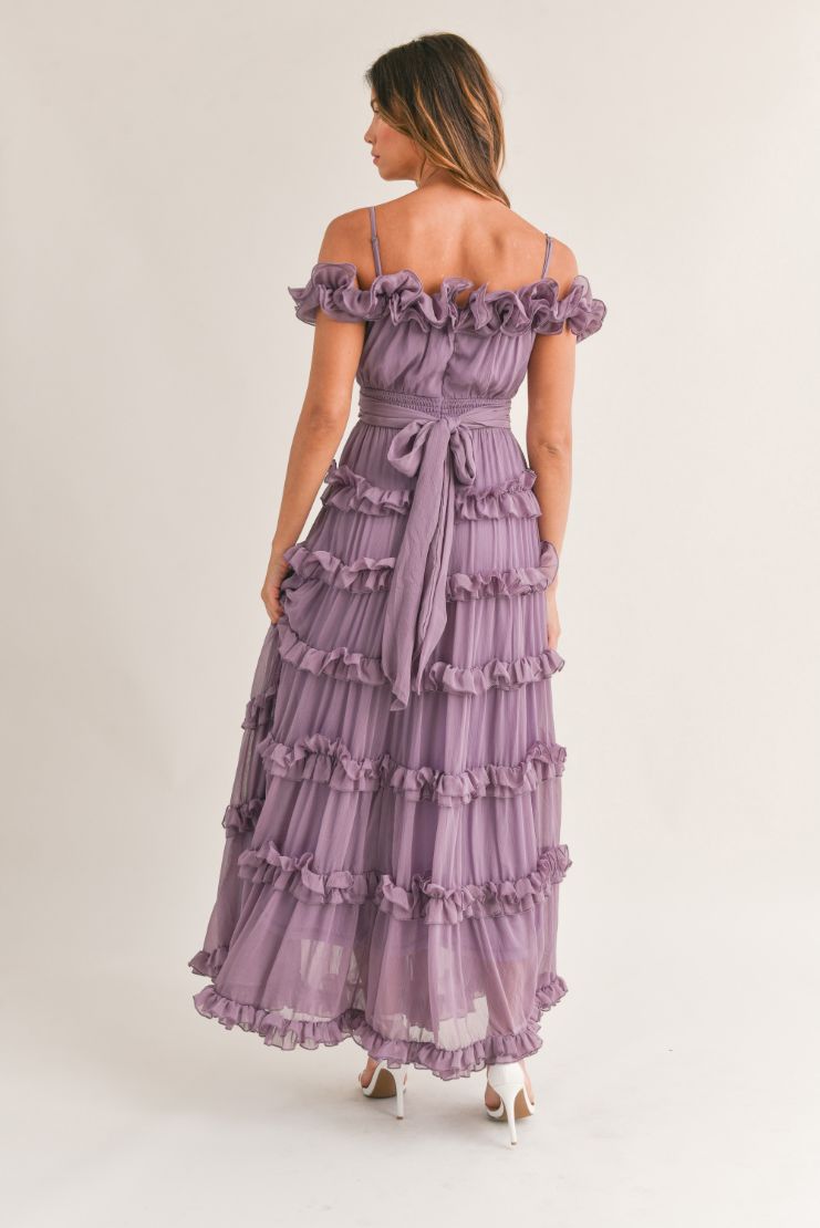 Leylani Lavender Ruffle Tiered Maxi Dress