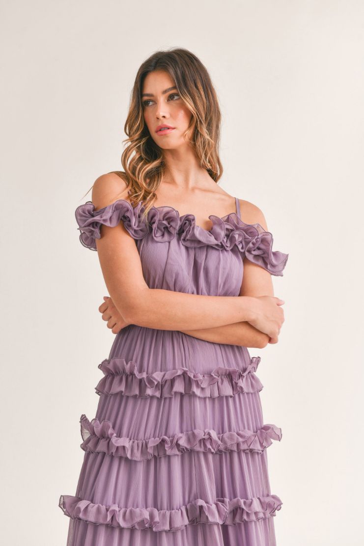 Leylani Ruffle Tiered Maxi Dress - Lavender