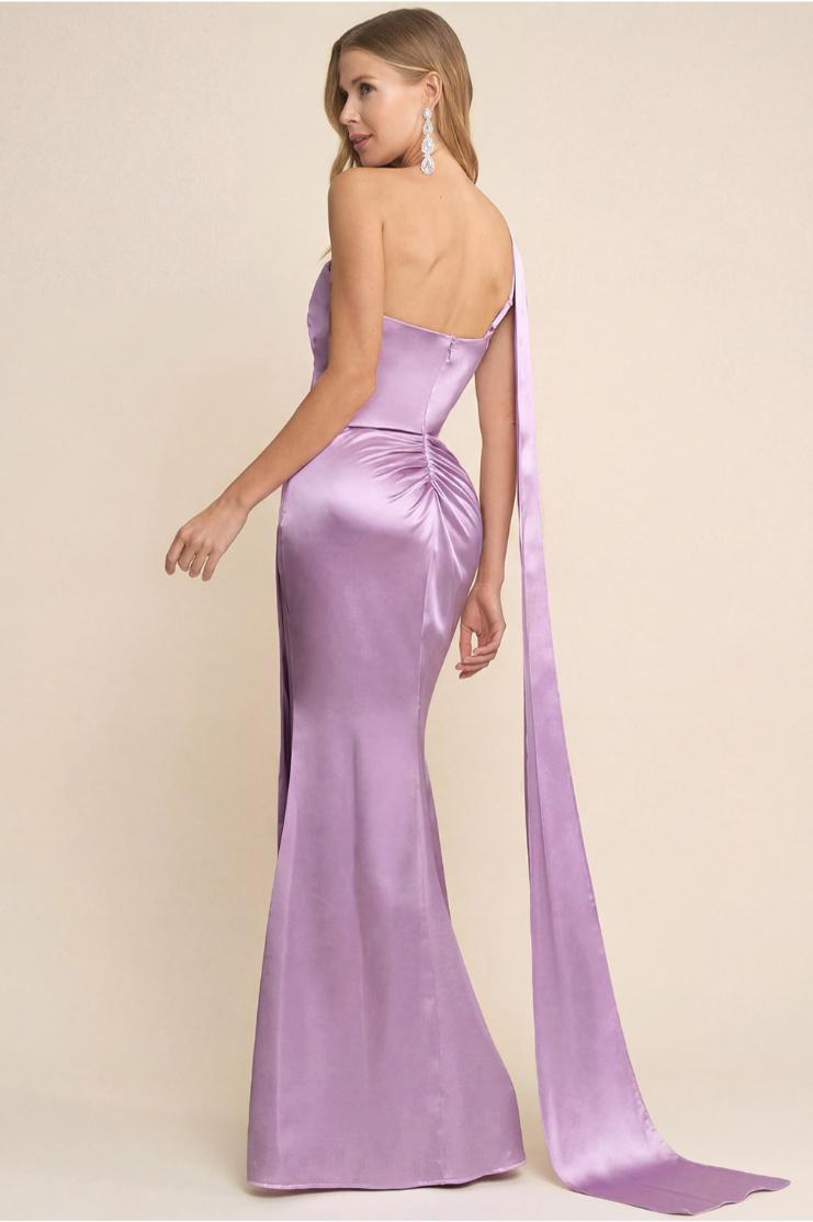 lilac one shoulder maxi dress KissProm
